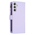 For Samsung Galaxy A35 9 Card Slots Zipper Wallet Leather Flip Phone Case(Light Purple)