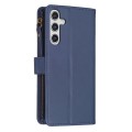For Samsung Galaxy A55 9 Card Slots Zipper Wallet Leather Flip Phone Case(Blue)