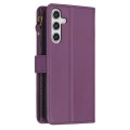 For Samsung Galaxy A55 9 Card Slots Zipper Wallet Leather Flip Phone Case(Dark Purple)