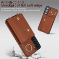 For Samsung Galaxy S22 5G Zipper Card Bag Phone Case with Dual Lanyard(Brown)