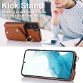 For Samsung Galaxy S22 5G Zipper Card Bag Phone Case with Dual Lanyard(Brown)
