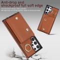 For Samsung Galaxy S22 Ultra 5G Zipper Card Bag Phone Case with Dual Lanyard(Brown)