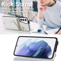 For Samsung Galaxy S21 5G Zipper Card Bag Phone Case with Dual Lanyard(White)