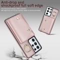 For Samsung Galaxy S21 Ultra 5G Zipper Card Bag Phone Case with Dual Lanyard(Rose Gold)