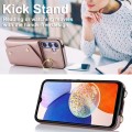 For Samsung Galaxy A14 5G / 4G Zipper Card Bag Phone Case with Dual Lanyard(Rose Gold)