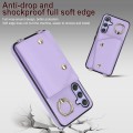 For Samsung Galaxy A14 5G / 4G Zipper Card Bag Phone Case with Dual Lanyard(Purple)