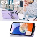 For Samsung Galaxy A14 5G / 4G Zipper Card Bag Phone Case with Dual Lanyard(Purple)