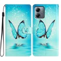 For Motorola Moto G14 Colored Drawing Leather Phone Case(Blue Butterfly)