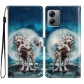 For Motorola Moto G14 Colored Drawing Leather Phone Case(Twin Wolves)