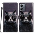 For Motorola Moto G14 Colored Drawing Leather Phone Case(Sunglasses Cat)