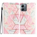 For Motorola Moto G14 Colored Drawing Leather Phone Case(Pink Marble)