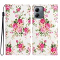For Motorola Moto G14 Colored Drawing Leather Phone Case(Peonies)