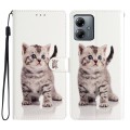 For Motorola Moto G14 Colored Drawing Leather Phone Case(Little Tabby Cat)