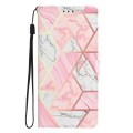 For Motorola Moto G84 5G Colored Drawing Leather Phone Case(Pink Marble)