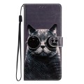 For Motorola Moto G32 Colored Drawing Leather Phone Case(Sunglasses Cat)