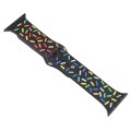 Rainbow Raindrops Silicone Watch Band For Apple Watch 6 44mm(Black)