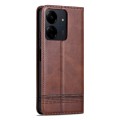 For Xiaomi Redmi 13C / Poco C65 AZNS Magnetic Calf Texture Flip Leather Phone Case(Dark Brown)