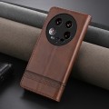 For Xiaomi 14 Ultra AZNS Magnetic Calf Texture Flip Leather Phone Case(Dark Brown)
