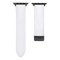 For Apple Watch 8 41mm Folding Buckle Rhombus Leather Watch Band(White)