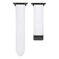 For Apple Watch 8 45mm  Folding Buckle Rhombus Leather Watch Band(White)