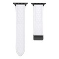 For Apple Watch SE 2023 44mm Folding Buckle Rhombus Leather Watch Band(White)