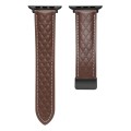 For Apple Watch SE 2023 40mm Folding Buckle Rhombus Leather Watch Band(Coffee)