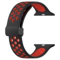 For Apple Watch Ultra 49mm Magnetic Buckle Silicone Watch Band(Black Red)