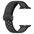 For Apple Watch Ultra 49mm Magnetic Buckle Silicone Watch Band(Black Grey)