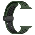 For Apple Watch Ultra 49mm Magnetic Buckle Silicone Watch Band(Army Green Black)