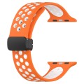 For Apple Watch 8 41mm Magnetic Buckle Silicone Watch Band(Orange White)