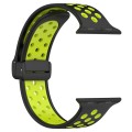 For Apple Watch 8 41mm Magnetic Buckle Silicone Watch Band(Black Limes)