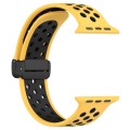 For Apple Watch SE 2022 40mm Magnetic Buckle Silicone Watch Band(Yellow Black)