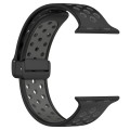 For Apple Watch SE 2022 44mm Magnetic Buckle Silicone Watch Band(Black Grey)