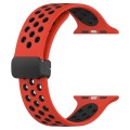 For Apple Watch SE 2022 44mm Magnetic Buckle Silicone Watch Band(Red Black)