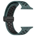 For Apple Watch 7 41mm Magnetic Buckle Silicone Watch Band(Olive Black)