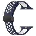 For Apple Watch 7 41mm Magnetic Buckle Silicone Watch Band(Navy White)