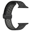 For Apple Watch SE 44mm Magnetic Buckle Silicone Watch Band(Black Grey)