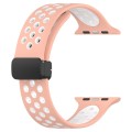 For Apple Watch 5 44mm Magnetic Buckle Silicone Watch Band(Pink White)