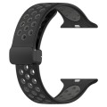 For Apple Watch 4 44mm Magnetic Buckle Silicone Watch Band(Black Grey)