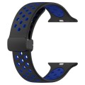For Apple Watch 3 38mm Magnetic Buckle Silicone Watch Band(Black Blue)