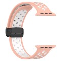 For Apple Watch 3 42mm Magnetic Buckle Silicone Watch Band(Pink White)