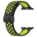 For Apple Watch SE 2023 44mm Magnetic Buckle Silicone Watch Band(Black Limes)