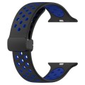 For Apple Watch SE 2023 40mm Magnetic Buckle Silicone Watch Band(Black Blue)