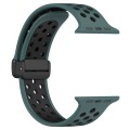 For Apple Watch Ultra 2 49mm Magnetic Buckle Silicone Watch Band(Olive Black)