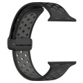 For Apple Watch Ultra 2 49mm Magnetic Buckle Silicone Watch Band(Black Grey)