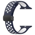 For Apple Watch Series 9 45mm Magnetic Buckle Silicone Watch Band(Navy White)