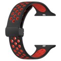 For Apple Watch Series 9 45mm Magnetic Buckle Silicone Watch Band(Black Red)