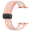 For Apple Watch Series 9 41mm Magnetic Buckle Silicone Watch Band(Pink White)