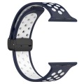 For Apple Watch Series 9 41mm Magnetic Buckle Silicone Watch Band(Navy White)