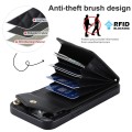 For iPhone 15 Pro Max Rhombic Texture Card Bag Phone Case with Long Lanyard(Black)